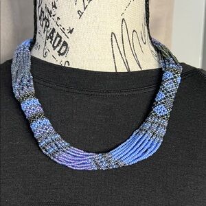 Elegant Blue Beaded Necklace